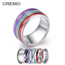 Cremo-Anillo de arcoíris para mujer, combinación elegante de acero inoxidable, anillos rellenos de Malti, anillo interior hecho a mano, joyería 2024 - compra barato