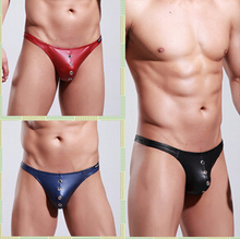 Hot Sell Faux Leather Mens Micro Thongs Men Underwear Sexy Man Thong Men's imitation leather paint PU  panties T pants lingerie 2024 - buy cheap