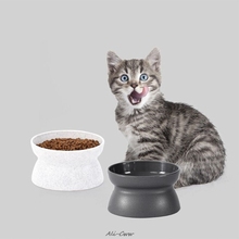 Кормушка для питомцев, миска для кормления кошек, без стресса, двухстороннее блюдо для кормления 2024 - купить недорого
