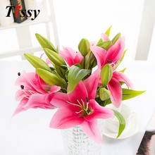1bunch High Quality Artificial Lily Flowers Beautiful Bouquet For DIY Wedding Festival Home Table Garden Decorations Fake Flower 2024 - buy cheap
