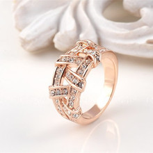 Mangopie 2015 moda de alta qualidade rosa placa ouro elemento cristal austríaco feminino anéis jóias 12*23mm anel feminino 2024 - compre barato