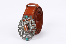 Free Shipping,Top Brand new gemstone 100% cow leather jewel Copper buckle belt.genuine leather fashion rivet women belts 2024 - buy cheap