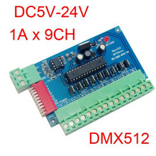 WS-DMX-9CH-BAN Easy 9-канальный DMX512 RGB-контроллер, 3 группы RGB 9-канальный DMX512-декодер, DC5-24V ввод каждого канала, Макс 3A 2024 - купить недорого