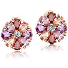Simplicity Multicolor Garnet Morganite Crystal Zircon Rose Ear Jewelry Stud Earring M01-ER0171 2024 - buy cheap
