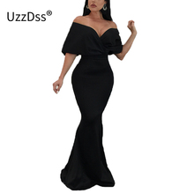 UZZDSS Women Off Shoulder Party Dresses Summer 2019 New Long Maxi Dress Black Red Blue Slim Bodycon Mermaid Dress Robe Femme 2024 - buy cheap