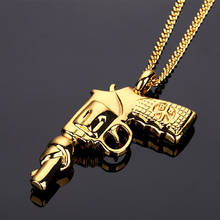 New Coming Golden Army Charm Magnum Revolver Gun Pendant Emipre Necklace Cuban Link Chain Jewelry 2024 - buy cheap
