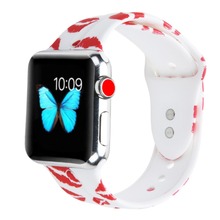 Мягкий силиконовый с цветочным рисунком браслет Bemorcabo для часов Apple Watch 4 3 2 1 aple 38 мм 42 мм 44 мм 2024 - купить недорого