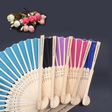100pcs Hand Folding Fans Personalized Wedding Favors and Gifts For Guest Cloth Wedding Decoration Silk Fan +Customized Printing 2024 - buy cheap