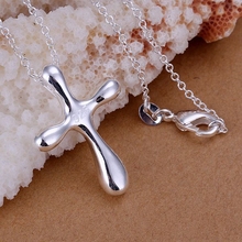 P105 Free Shipping silver plated Necklace, 925 fashion silver jewelry Large droplets cross /RRTHYCSO RRTHYCSO 2024 - buy cheap