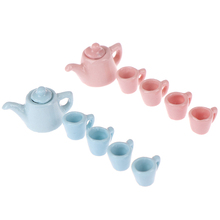 1:12 Miniature Modern  Solid Color Porcelain Tea Cup Set Ceramics Tableware Kitchen Dollhouse Teapot 5Pcs/set 2024 - buy cheap