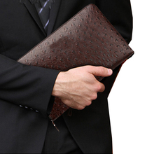 Ostrich pattern cowhide leather men's clutch bag men's business handbags men's mobile phone bag card holder purse cigarette box 2024 - buy cheap
