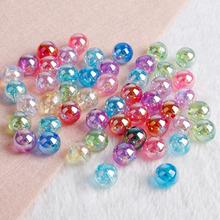 Contas acrílicas coloridas ab, 6mm 8mm 10mm, contas soltas redondas para fazer joias, colar pulseira diy 2024 - compre barato