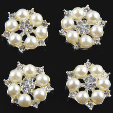 120pcs/lot 26mm Fashion Crystal Rhinestone Button with Crystal and Pearl in Sliver gold Hair Accessory Free Shipping BT07 2024 - buy cheap