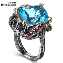 DreamCarnival-anillo gótico cuadrado para mujer, de Zirconia cúbica Azul grande, joyería para fiesta de boda, WA11550, novedad de 1989 2024 - compra barato