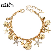 2019 pulsera de cristal de lujo de la cadena y del eslabón de la estrella para las mujeres joyería de diseño europeo oro encanto pulseras brazaletes SBR150176 2024 - compra barato