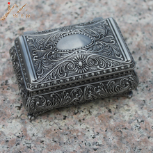 Free Shipping Pewter Plated Flower Engraved Metal Jewelry Box Zinc Alloy Trinket Gift Box Nice Jewellery Case 2024 - buy cheap
