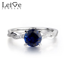 Leige Jewelry Lab Blue Sapphire Gemstone Round Shape Engagement Bohemia Rings 925 Sterling Silver September Birthstone 2024 - buy cheap