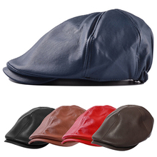 New and fashion Hot New Men's Women's Faux Leather Peaked Cap Newsboy Bonnet Beret Cabbie Gatsby Flat Casual Hat 15 smt 2024 - buy cheap