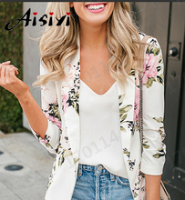 Aisiyi 2019 primavera outono terno blazer feminino casual impressão floral terno jaqueta senhoras blazer manga longa blazer feminino ternos casaco 2024 - compre barato