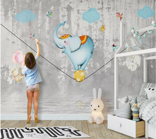 Wellyu papel de parede para quarto personalizado mão desenhada dos desenhos animados elefante circo crianças quarto fundo da 2024 - compre barato