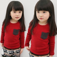Boys Girls Long Sleeve T-shirt Candy Color Kids Cotton Pocket Tops Children Casual Tees Baby Spring Autumn Blouse Girl Clothes 2024 - buy cheap