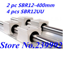Piezas de riel de soporte para eje de 12mm, 2 unids/lote SBR12 400mm + 4 unids/lote SBR12UU para riel de soporte de eje L0105 cnc 2024 - compra barato