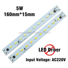 220v 5W LED PCB 160mm * 15mm de aluminio 5730 lámpara de alta brillo circuito integrado, controlador LED fuente de luz 2024 - compra barato