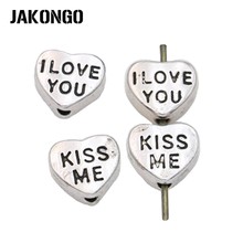 JAKONGO Tibetan Silver Plated I Love You Kiss Me Loose Beads for Jewelry Making Bracelet Spacer Beads Accessories DIY 20PCS/lot 2024 - buy cheap