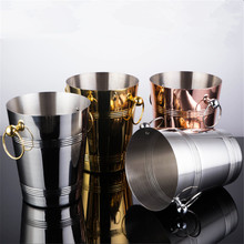 Cubo de hielo de acero inoxidable para vino, Enfriador de botella de vino dorado, Enfriador de champán, cerveza, barril de hielo, estante de whisky dorado plateado 2024 - compra barato