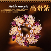 High Quality Noble Bauhinia Rhinestone Brooch Pin Top Crystal Brooches for Women Broaches Men Broches Scarf Buckle Brouch 2024 - buy cheap