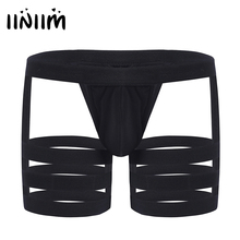 Men Lingerie Bikini Briefs Underwear Underpants with Bulge Pouch 3 Stretchy Garters Connected Sexy Male Panties Size M-XL 2024 - buy cheap