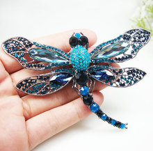 New Blue Dragonfly Bird Woman Brooch Pin Pendant Rhinestone Crystal Gifts 2024 - buy cheap