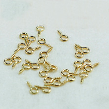 KC Gold Eyelet Screw on eye pin Drilled Threaded Bails studs Pendants Clasps Hooks clips Dangle Charms beads Needles components 2024 - buy cheap