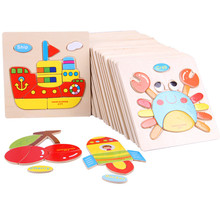 1pc Wooden 3D Puzzle Jigsaw Wooden Toys For Children Cartoon Animal Puzzles Intelligence Kids Children Educational Toy 2024 - buy cheap