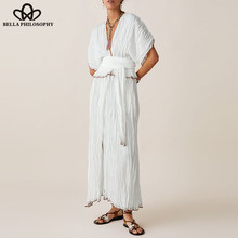 Bella Philosophy Summer Batwing Sleeve Dress Vintage Sashes Female Elastic Long  Dress Patchwork Lady       2019 2024 - buy cheap