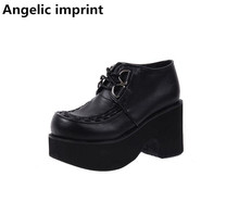 Angelic imprint Japan style woman mori girl lolita cosplay punk shoes lady high trifle heels pumps women dress shoes lace up 9cm 2024 - buy cheap