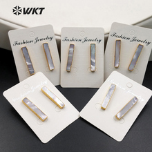 WT-E333 Wholesale Natural Shell Earrings High Quality Rectangle Shell With Gold Color For Women Earrings Jewelry 2024 - buy cheap