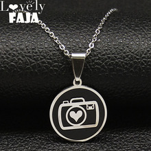 2021 New Fashion Camera Stainless Steel Statement Necklace for Women Silver Color Pendant Necklace Jewellery joyeria N1814S03 2024 - buy cheap