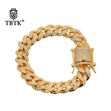TBTK Width 13mm Gold Bracelet Toggle-clasps Paved Sparkling Zircon Stones Shining Beautiful Bracelet Punk Style Bracelet for Man 2024 - buy cheap