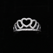 Anel 925 prata esterlina para corações coroa tiara, anel cz compatível com joias europeias coroa 2024 - compre barato