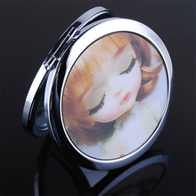 Espejos de maquillaje de dibujos animados 3D para mujer, espejo portátil plegable de doble cara, Mini espejo compacto de bolsillo para cosméticos 2024 - compra barato