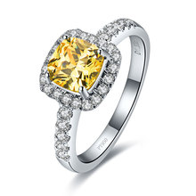 1CT Cushion Cut Yellow  Diamond Wedding Ring Solid 18K Gold Jewelry Ring AU750 Gold Women Statement Anniversary Ring 2024 - buy cheap