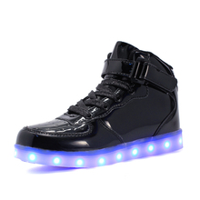 Quente como em casa preto novo 25-39 usb carregador brilhante tênis led crianças sapatos de iluminação meninos meninas iluminado tênis luminoso 2024 - compre barato
