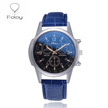 Foloy men's watch Business sport Watches Clock Quality Fashion Numerals Faux Leather Analog Quartz gentleman Bracelet Gift 2024 - buy cheap