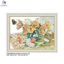 Joy Sunday Butterflies love Flowers,Cross-stitch Embroidery kits,DIY Cross Stitch Embroidery Suit,Enough Canvas for Embroidery 2024 - buy cheap