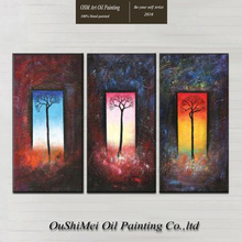 Professional Artist Handmade High Quality Abstract Three Panels Tree Oil Painting on Canvas Abstract Canvas Art Painting 2024 - buy cheap