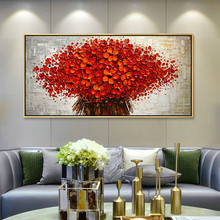 Paleta de pintura en lienzo con textura 3D para decoración del hogar, pintura de flores acrílicas, imágenes artísticas de pared para sala de estar 2024 - compra barato