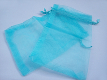 50pcs 15*20 lake Blue gift bags for jewelry/wedding/christmas/birthday Organza Bags with handles Packaging Yarn bag 2024 - buy cheap