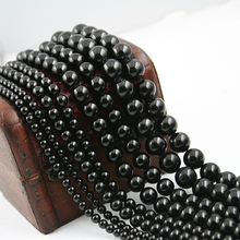 Contas de pedra natural artesanal aaa + preta onix agat calcedônia faça você mesmo, para fazer joias em forma redonda 3/4/6/8/10mm de cordão 15'' 2024 - compre barato