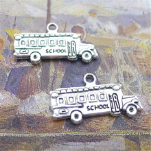 BULK 30 Antique Silver Plated School Bus Charms Pendants DIY Jewelry Findings 13*23mm 2024 - buy cheap